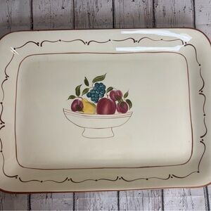 Elegant Cream Serving Platter with Fruit Design